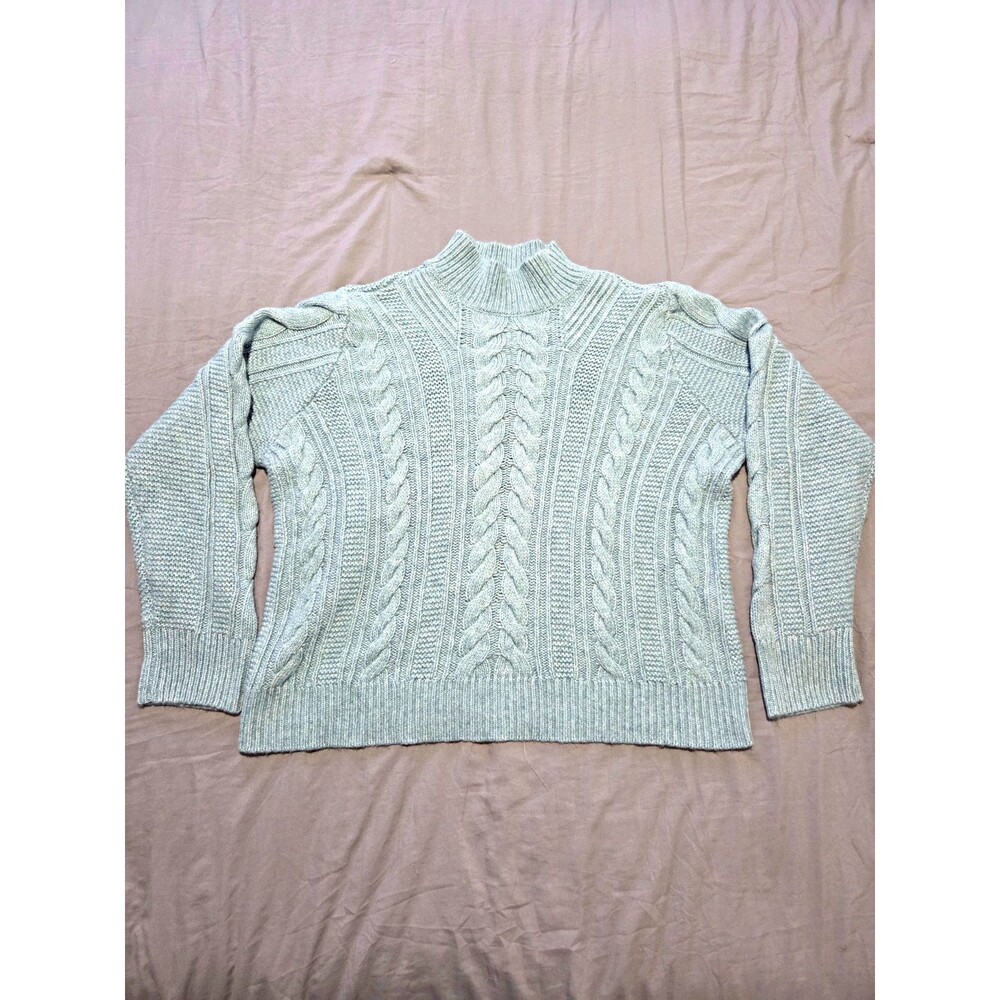 Simply Vera Vera Wang Cable Knit Mock Neck Sweater Womens XXL Icy Blue Pullover